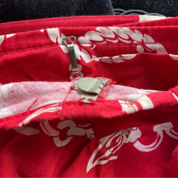 Talbots vintage Dk. red,nautical,100% breathable cotton, lined,wrap skirt SZ-12 - Picture 6 of 10